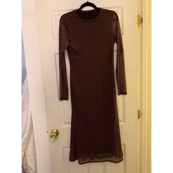 Long Flowy Brown Dress No Brand Size Large - Picture 2 of 5